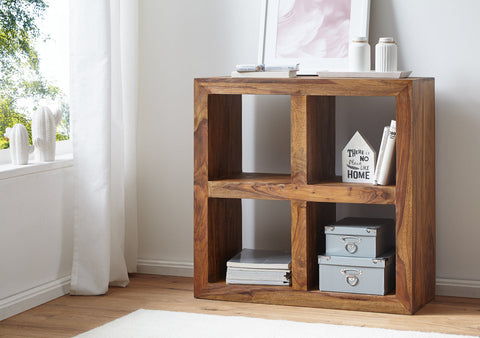 Rootz Standing Shelf - Solid Wood Sheesham - 82cm High - 4 Floors - Natural Product - Country Style Wooden Shelf