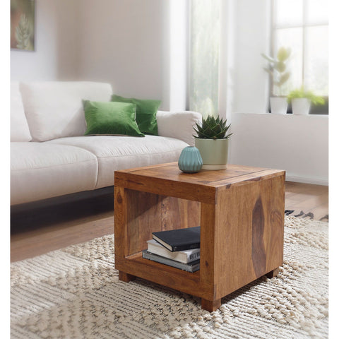 Rootz Coffee Table - Solid Wood Coffee Table - Bedside Table - Square Coffee Table - Open Compartment - Wood - 50x50 cm