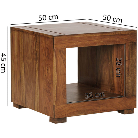 Rootz Coffee Table - Solid Wood Coffee Table - Bedside Table - Square Coffee Table - Open Compartment - Wood - 50x50 cm
