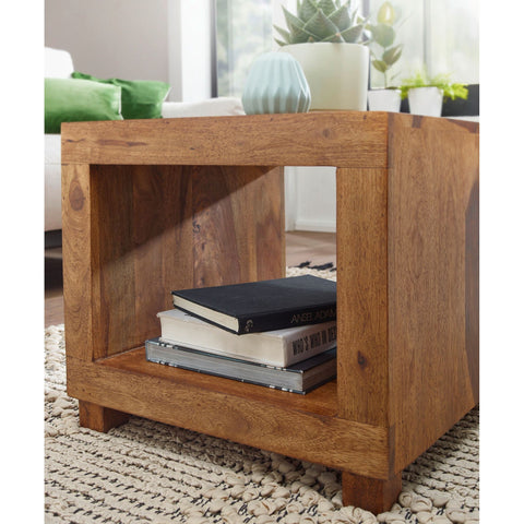Rootz Coffee Table - Solid Wood Coffee Table - Bedside Table - Square Coffee Table - Open Compartment - Wood - 50x50 cm
