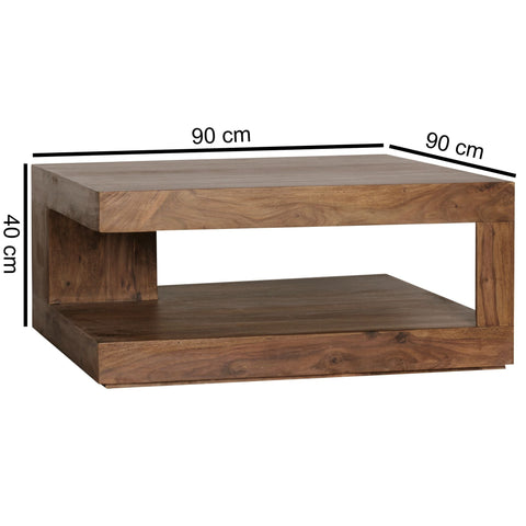 Rootz Couchtisch – Dunkelbrauner Design-Wohnzimmertisch – Tisch im Landhausstil – Palisander-Massivholz – 90 cm 