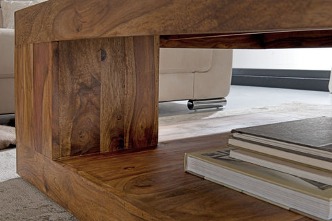 Rootz Couchtisch – Dunkelbrauner Design-Wohnzimmertisch – Tisch im Landhausstil – Palisander-Massivholz – 90 cm 