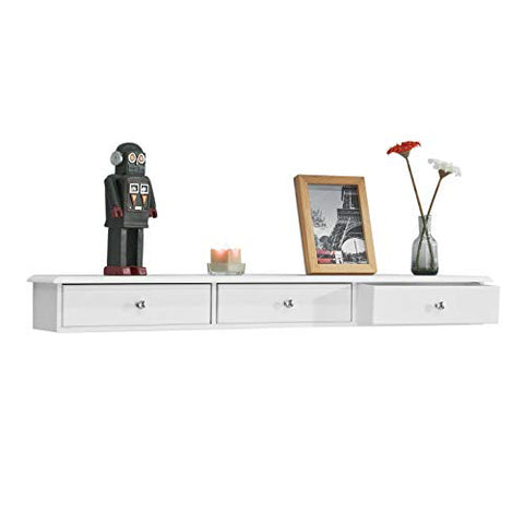 Rootz Wall Shelf Floating Shelf Wall Drawers-Wall Storage Display Unit with 3 Drawers