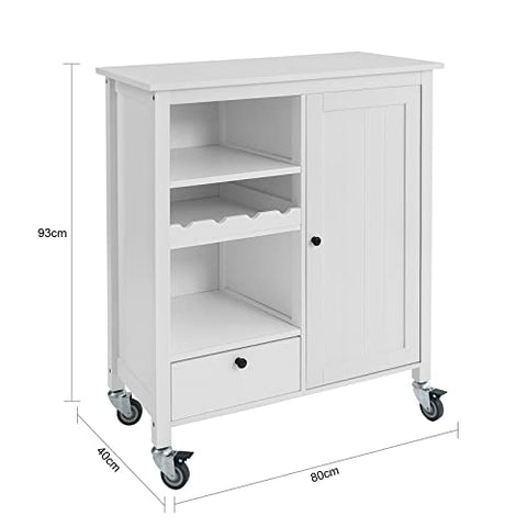 Rootz Keukentrolley - Kar Opbergwagen - Serveerwagen - Keukenkast met Wijnrek