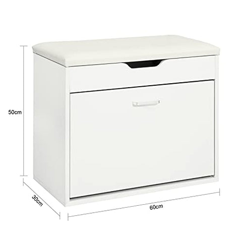 Rootz Shoe Rack Shoe Bench Shoe Cabinet with Folding Padded Seat & Flip - drawer