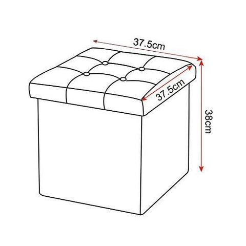 Rootz Storage Stool - Seating Bench - Ottoman - Footrest - Storage Box - Foldable Seat - Storage Cube - Dark Gray - 37.5x38x37.5 cm