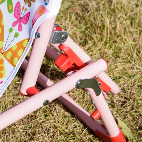 Rootz Kinderliege - Verstellbarer Gartenstuhl - Klappbar - Metall - Rosa - 118 x 40 x 24 cm