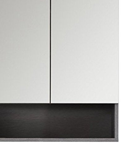 Rootz Bathroom Mirror Storage Cabinet - Vanity Organizer - Elegant Bath Cupboard - Smoke Silver Glamour - 58x75x18 cm