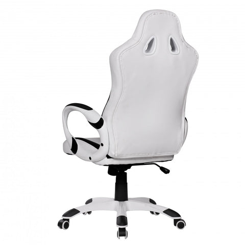 Rootz Executive Chair - White Gaming - Upholstered with Armrests - 110kg Sports Seat - Swivel Chair with Headrest - Modern Design - Racing Gamer Desk Chair