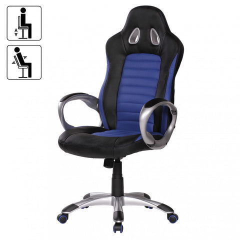 Rootz Executive Chair - Blue Gaming - Racing Swivel Chair - Synchronous Mechanism - 110kg Desk Chair