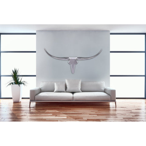 Rootz Bull's Antlers L Decoration - Wall Decoration - Wall Decoration - Wall Antlers - Aluminum - Silver