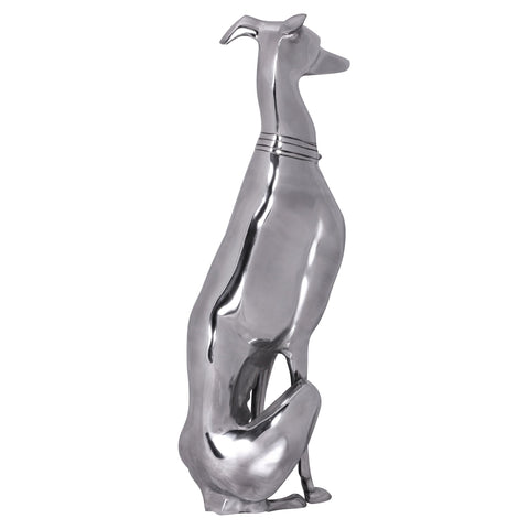 Rootz Silver Dog Statue - Aluminum Greyhound Sculpture - Elegant Design - Decorative Dog Figurine