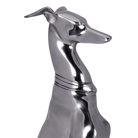 Rootz Silver Dog Statue - Aluminum Greyhound Sculpture - Elegant Design - Decorative Dog Figurine