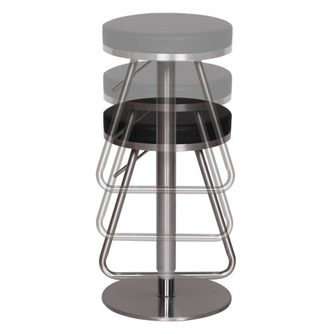 Rootz Barhocker – Verstellbarer Barhocker – Hocker – Hocker – Barstuhl – Modern – Schwarz/Weiß – Silber