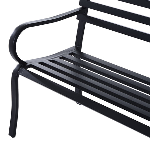 Rootz Garden Bench - 2-Seater Bench - Outdoor Bench - Bench - Metal - Black - 125 x 62 x 82 cm