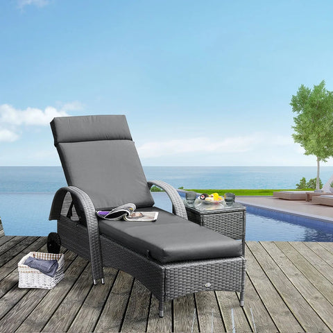 Rootz Liegeauflage – Sonnenliegeauflage – Gartenliegeauflage – Kissen – Polyester/PP-Füllung – Dunkelgrau – 196 x 55 x 8 cm