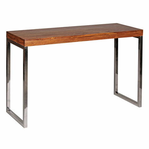 Rootz Console Table - Solid Wood - Sheesham - Metal Legs - Desk 120x45 cm - Country Style Sideboard - Modern Design