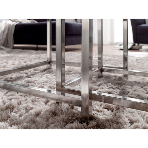 Rootz Coffee Tables - Set of 2 Side Tables - Coffee Tables - Brown/Silver - 45 x 45 cm - 35 x 35 cm