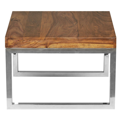 Rootz Side Table - Solid Wood - - Coffee Table - Coffee Table - 60 x 60 cm - Brown - Silver