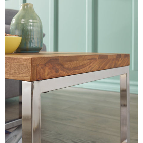 Rootz Side Table - Solid Wood - - Coffee Table - Coffee Table - 60 x 60 cm - Brown - Silver