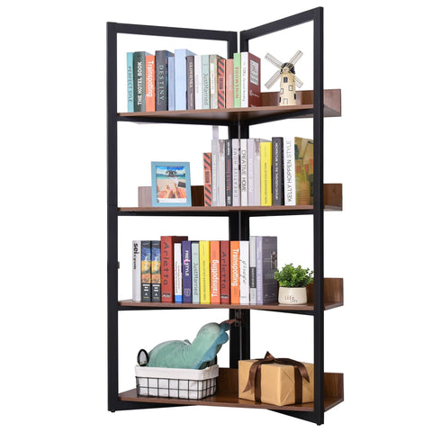 Rootz Bookcase - Bookshelf - MDF - 4 Layers - Walnut/Black