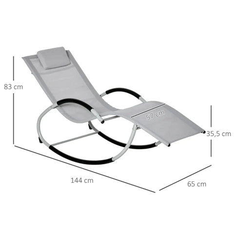 Rootz Rocking Chair - Garden Chair With Rocking Function - Light Grey - 65 x 144 x 83 cm