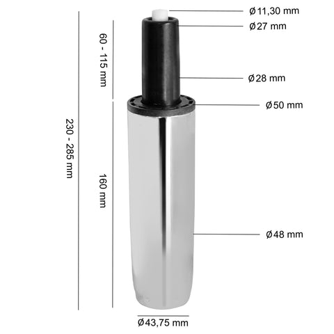 Rootz Bürostuhl Gaslift – 160 mm – 50 mm – Chrom