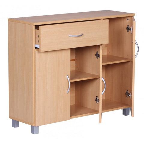 Rootz Sideboard - Flurschrank - Kommode - Buchenholz - Holz - Braun / Weiß