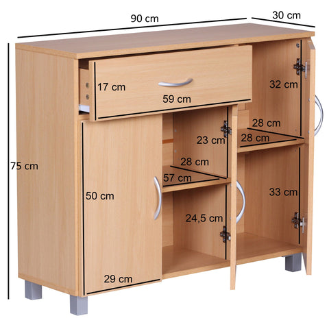 Rootz Sideboard - Flurschrank - Kommode - Buchenholz - Holz - Braun / Weiß