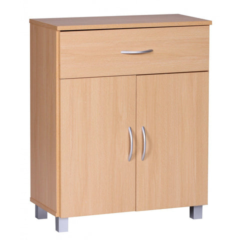 Rootz Sideboard - Hallway cupboard - Drawer - French doors - Beech - Brown / White - Side cabinet