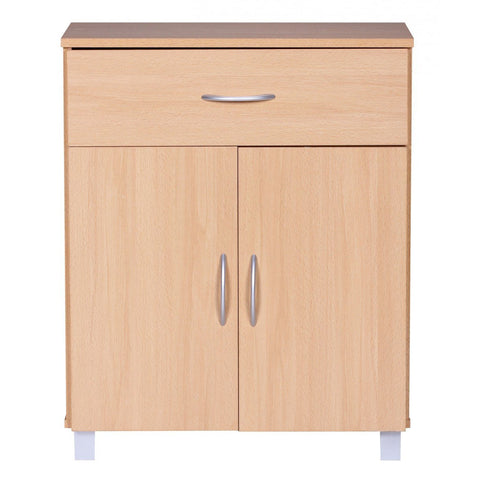 Rootz Sideboard - Hallway cupboard - Drawer - French doors - Beech - Brown / White - Side cabinet