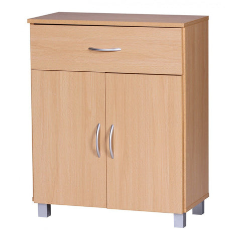 Rootz Sideboard - Hallway cupboard - Drawer - French doors - Beech - Brown / White - Side cabinet