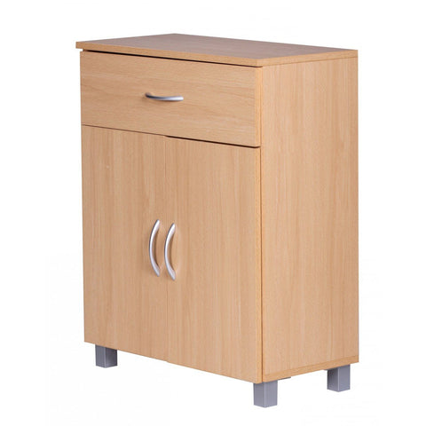 Rootz Sideboard - Hallway cupboard - Drawer - French doors - Beech - Brown / White - Side cabinet