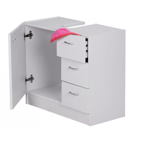 Rootz Washbasin cabinet - Bathroom cabinet - Bathroom furniture - Bathroom furniture - White - 1 door - 3 drawers