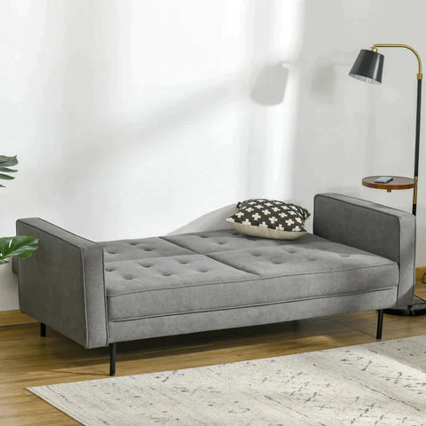 Rootz Sofa Bed - 3-seater Sofa Bed - Cotton Fabric - MDF - Foam - Home - Living Room - Grey - 187 cm x 91 cm x 85 cm