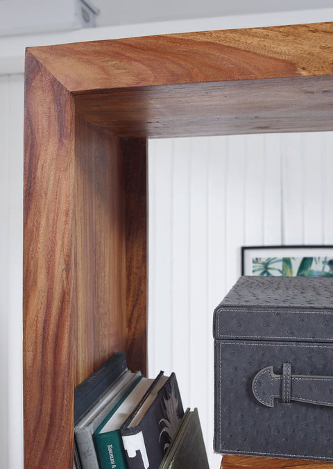 Rootz Bookcase - Solid Wood Sheesham - Standing Shelf in Country Style - Design with Storage Trays - 90 x 180 cm