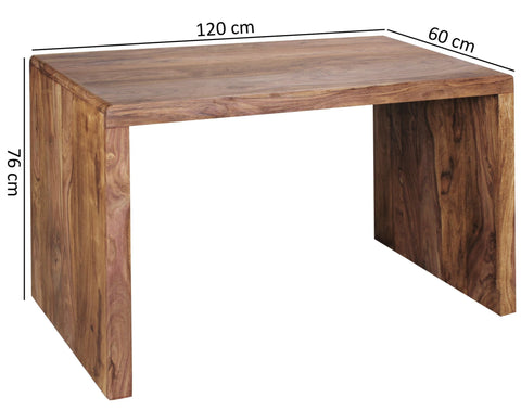 Rootz Desk - Solid Wood Sheesham - 120 cm Wide - Filing Office Table in Country Style - Real Wood Design