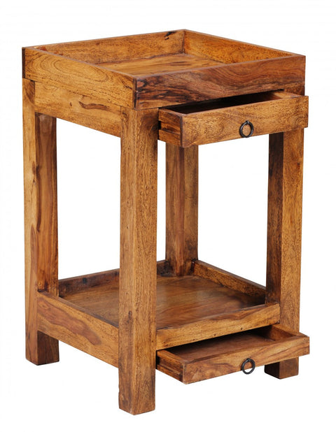 Rootz Stand Shelf - Solid Wood Sheesham - 80 cm Country Style - Living Room Shelf with 3 Compartments