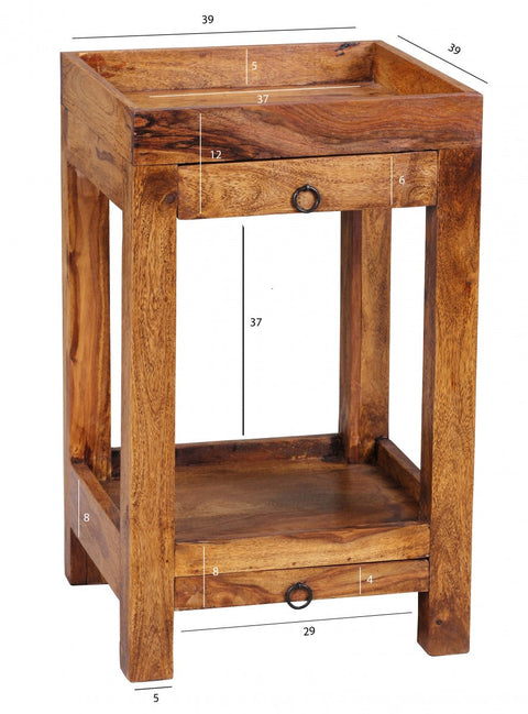 Rootz Stand Shelf - Solid Wood Sheesham - 80 cm Country Style - Living Room Shelf with 3 Compartments