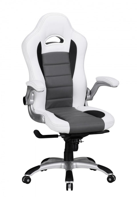 Rootz Office Chair Cover - White Faux Leather - Desk Chair - Executive Chair - Height-Adjustable Swivel Chair (120kg)