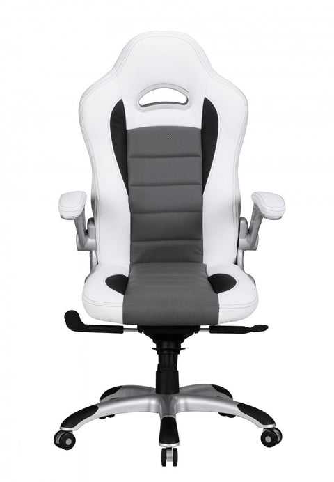 Rootz Office Chair Cover - White Faux Leather - Desk Chair - Executive Chair - Height-Adjustable Swivel Chair (120kg)
