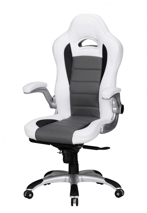 Rootz Office Chair Cover - White Faux Leather - Desk Chair - Executive Chair - Height-Adjustable Swivel Chair (120kg)
