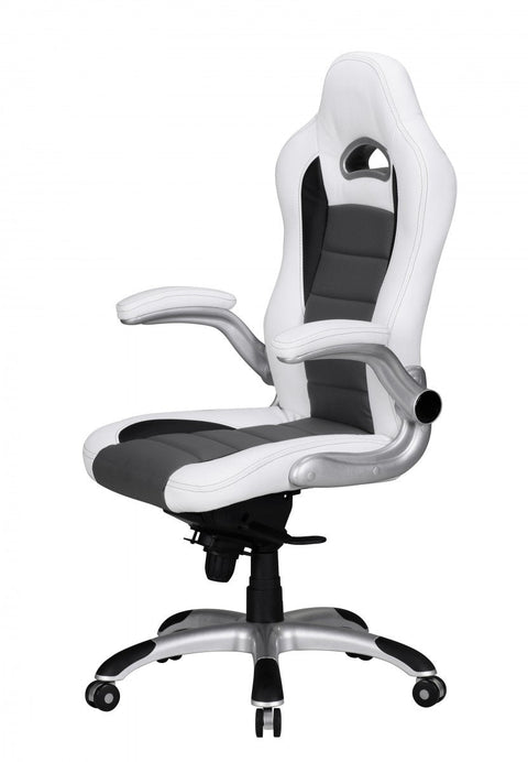 Rootz Office Chair Cover - White Faux Leather - Desk Chair - Executive Chair - Height-Adjustable Swivel Chair (120kg)