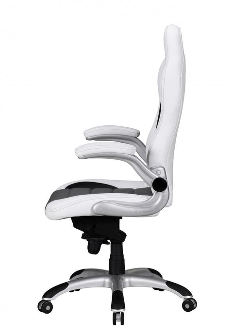 Rootz Office Chair Cover - White Faux Leather - Desk Chair - Executive Chair - Height-Adjustable Swivel Chair (120kg)
