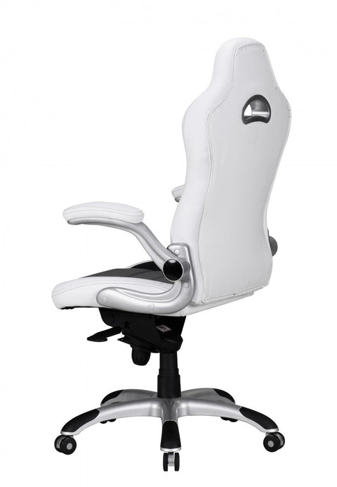 Rootz Office Chair Cover - White Faux Leather - Desk Chair - Executive Chair - Height-Adjustable Swivel Chair (120kg)