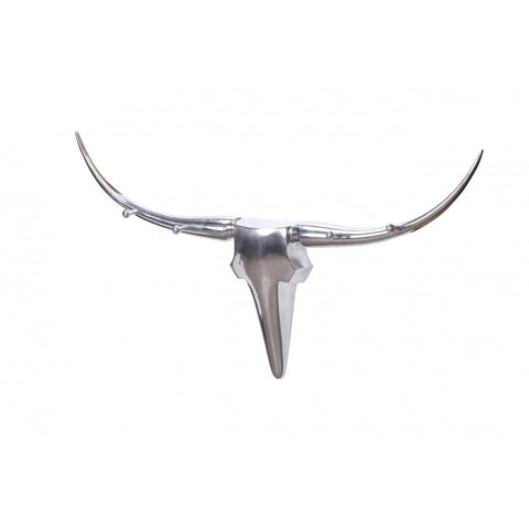 Rootz Stiergeweih L Garderobenständer - Wanddekoration - Wandgarderobe - Dekoration - Wandgeweih - Aluminium - Silber