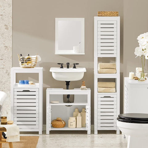 Rootz ondergootsteenkast - badkamermeubel - badkameropbergkast met dubbele lattendeuren