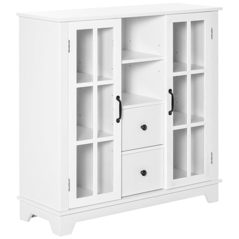 Rootz Kitchen Cabinet - Modern Sideboard - Storage Cabinet - MDF - White - 100 x 35 x 100 cm