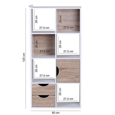 Rootz Compartment Cabinet - Bookshelf - Bookcases - Room Divider - Compartment Cabinets - Oak - Wood