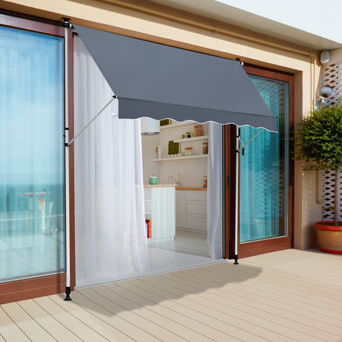 Rootz Awning - Aluminium/Iron/Polyester - Sun protection - Hand crank - Cream white - 200 x 120 cm